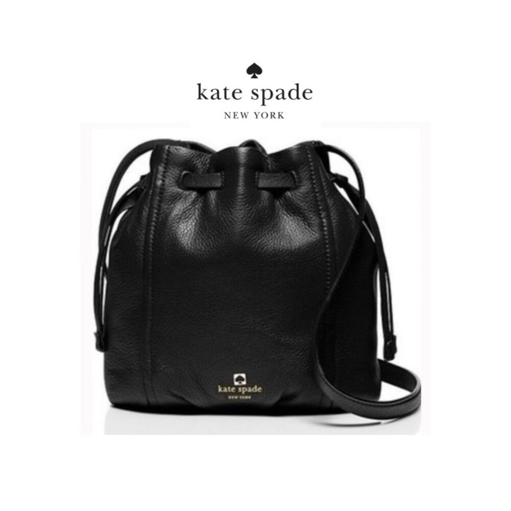 Kate Spade Black Pebble Leather Crossbody Shoulder Bucket Bag Preppy Classic